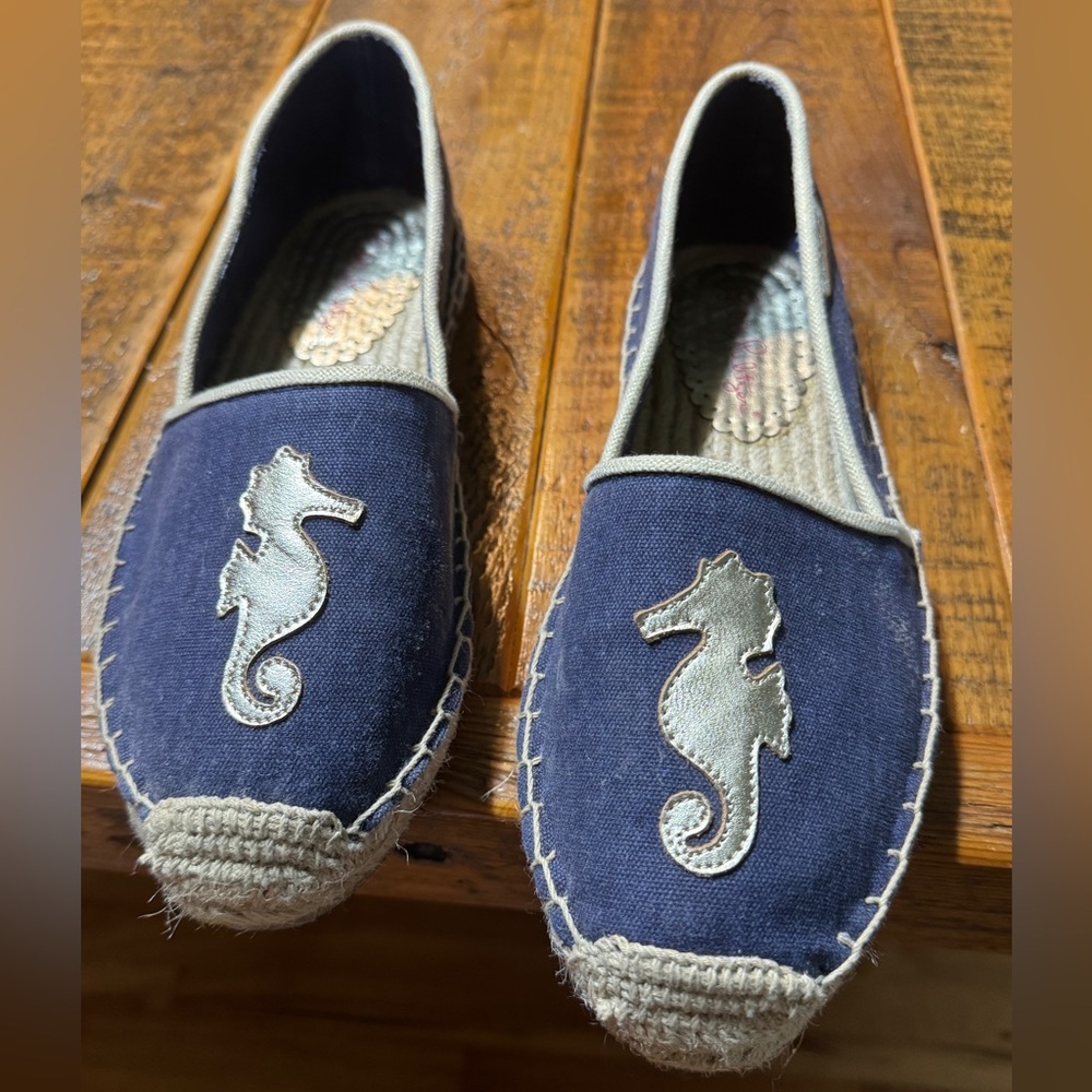 Navy Blue LIA Espadrilles with Seahorse Design, Lilly Pulitzer, sz 10